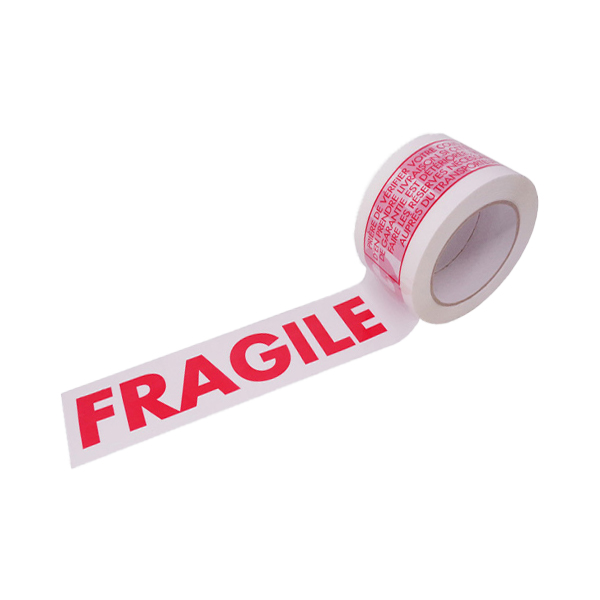36 rubans d'emballage avec texte Fragile + Dévidoir